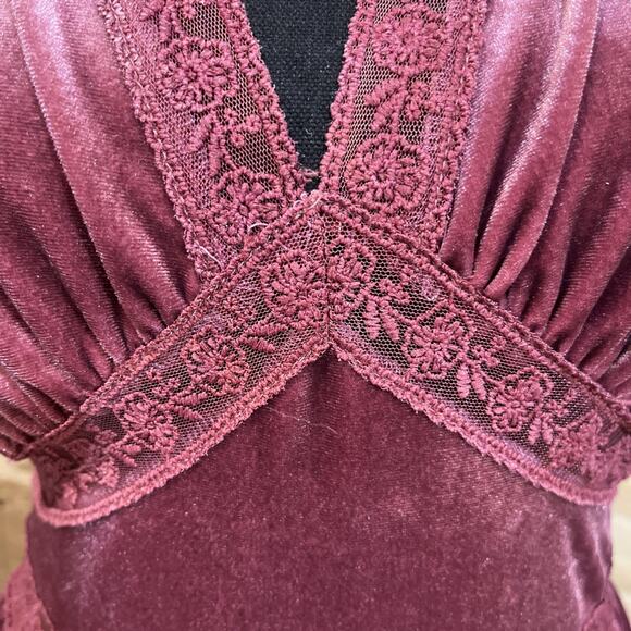 Zilcremo Velvet Babydoll Fit & Flare Midi Dress Size Medium Romantic Coquette - Picture 6 of 14